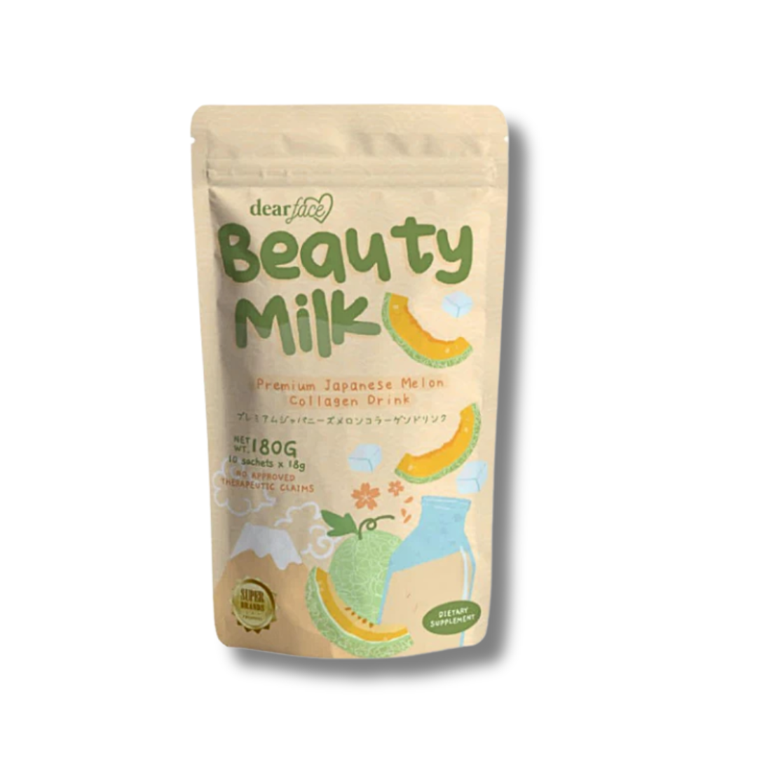 Dear Face, Beauty Milk Premium Japanese Melon Collagen Drink 10 Sachets 180g