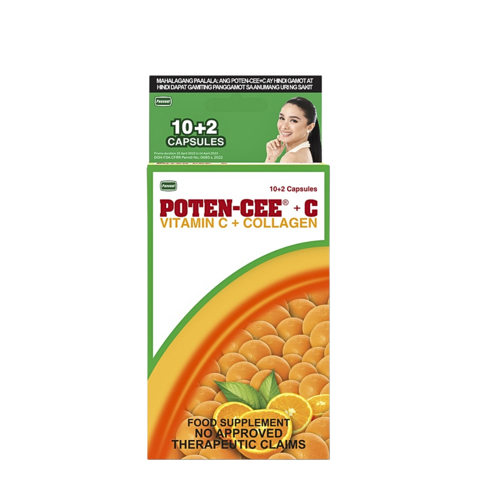 Poten-Cee Vitamin C + Collagen 12 Capsules | Skin & Immune Support UAE   UnicareWellness.ae
