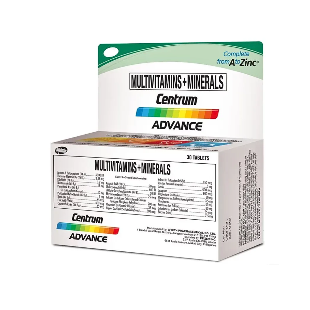 Centrum Complete Daily Multivitamin A to Zinc 30 Tablets – Energy & Immunity Support